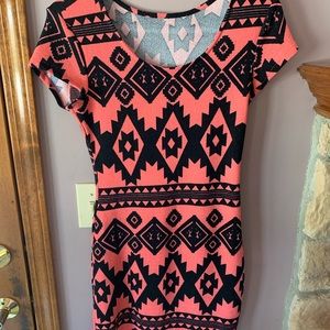 Pink and black form fitting dress